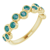 14K Gold Round Natural Alexandrite Bezel-Set Ring – 2.5mm Stones - Yellow Gold