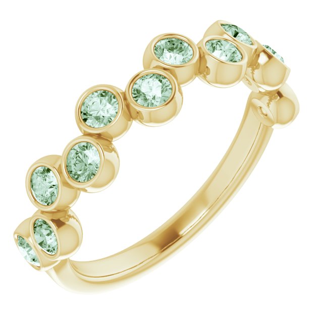 14K Gold Round Natural Alexandrite Bezel-Set Ring – 2.5mm Stones - Yellow Gold - view 2