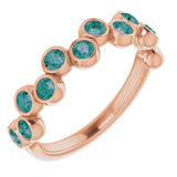 14K Gold Round Natural Alexandrite Bezel-Set Ring – 2.5mm Stones - Rose Gold