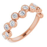 14K Gold Round Natural Diamond Bezel-Set Ring – 2.5mm Stones - Rose Gold