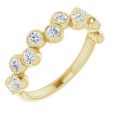 14K Gold Round Natural Diamond Bezel-Set Ring – 2.5mm Stones - Yellow Gold