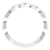 14K Gold Round Natural Diamond Geometric Ring – 0.8mm Stones - White Gold - view 2