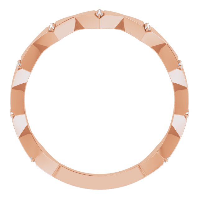 14K Gold Round Natural Diamond Geometric Ring – 0.8mm Stones - Rose Gold - view 2