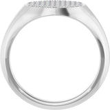 Platinum Round Natural Diamond Pave'-Style Cluster Signet Ring - view 2