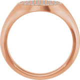 14K Gold Round Natural Diamond Pave'-Style Cluster Signet Ring - Rose Gold - view 2