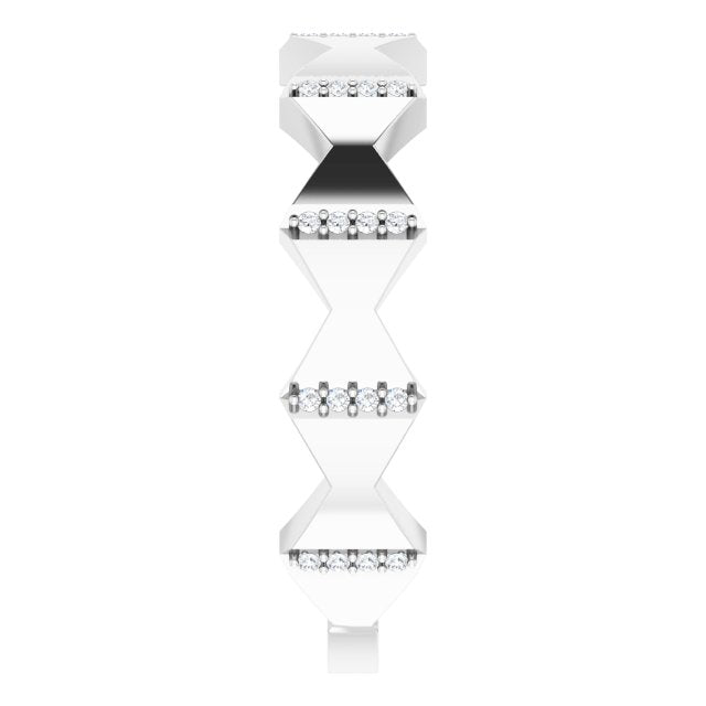 Platinum Round Natural Diamond Geometric Ring – 0.8mm Stones - view 4