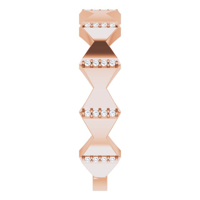 14K Gold Round Natural Diamond Geometric Ring – 0.8mm Stones - Rose Gold - view 4