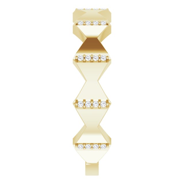 14K Gold Round Natural Diamond Geometric Ring – 0.8mm Stones - Yellow Gold - view 4