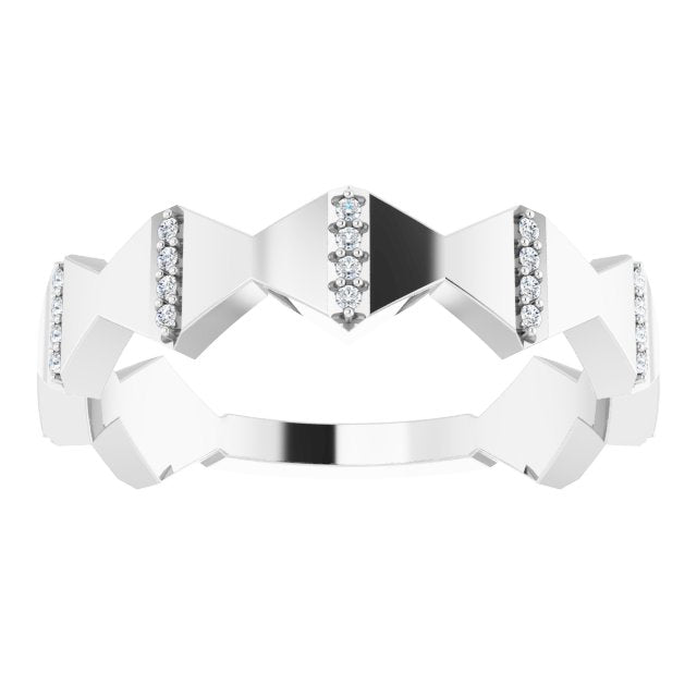 Platinum Round Natural Diamond Geometric Ring – 0.8mm Stones - view 3