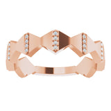 14K Gold Round Natural Diamond Geometric Ring – 0.8mm Stones - Rose Gold - view 3
