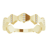 14K Gold Round Natural Diamond Geometric Ring – 0.8mm Stones - Yellow Gold - view 3
