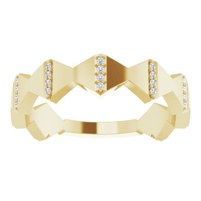 14K Gold Round Natural Diamond Geometric Ring – 0.8mm Stones - Yellow Gold - view 3