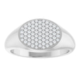 Platinum Round Natural Diamond Pave'-Style Cluster Signet Ring - view 3