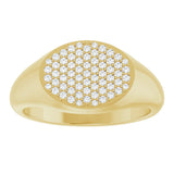 14K Gold Round Natural Diamond Pave'-Style Cluster Signet Ring - Yellow Gold - view 3