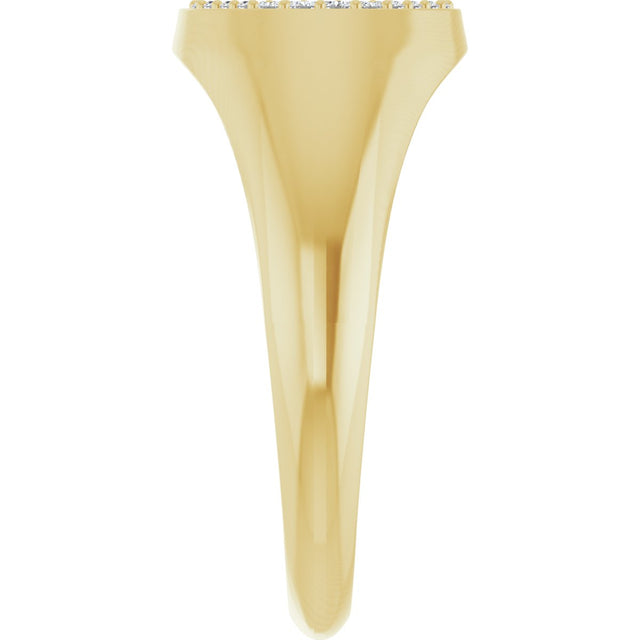 14K Gold Round Natural Diamond Pave'-Style Cluster Signet Ring - Yellow Gold - view 4