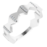 Platinum Round Natural Diamond Geometric Ring – 0.8mm Stones