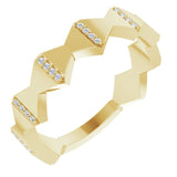 14K Gold Round Natural Diamond Geometric Ring – 0.8mm Stones - Yellow Gold