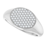 Platinum Round Natural Diamond Pave'-Style Cluster Signet Ring - view 5