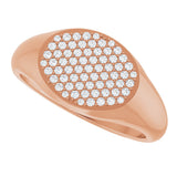 14K Gold Round Natural Diamond Pave'-Style Cluster Signet Ring - Rose Gold - view 5