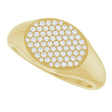 14K Gold Round Natural Diamond Pave'-Style Cluster Signet Ring - Yellow Gold - view 5