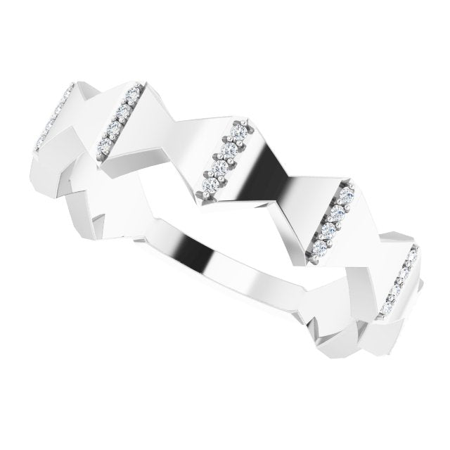 Platinum Round Natural Diamond Geometric Ring – 0.8mm Stones - view 5