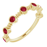14K Gold Round Lab-Grown Ruby Bezel-Set Ring II - Yellow Gold