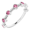 14K Gold Round Natural Pink Tourmaline Bezel-Set Ring II - White Gold