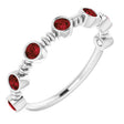14K Gold Round Natural Mozambique Garnet Bezel-Set Ring II - White Gold