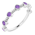 14K Gold Round Natural Amethyst Bezel-Set Ring II - White Gold