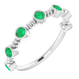 Platinum Round Lab-Grown Emerald Bezel-Set Ring II
