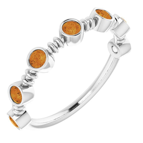 Platinum Round Natural Citrine Bezel-Set Ring II