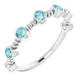 Platinum Round Natural Blue Zircon Bezel-Set Ring II