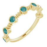 14K Gold Round Lab-Grown Alexandrite Bezel-Set Ring – 2.5mm Stones - Yellow Gold