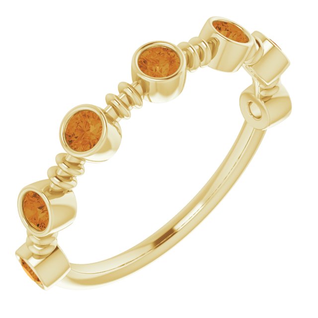 14K Gold Round Natural Citrine Bezel-Set Ring II - Yellow Gold