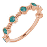 14K Gold Round Natural Alexandrite Bezel-Set Ring II - Rose Gold