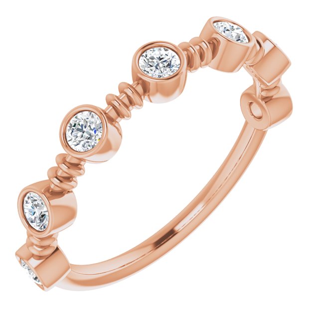 14K Gold Round Natural Diamond Bezel-Set Ring II - Rose Gold