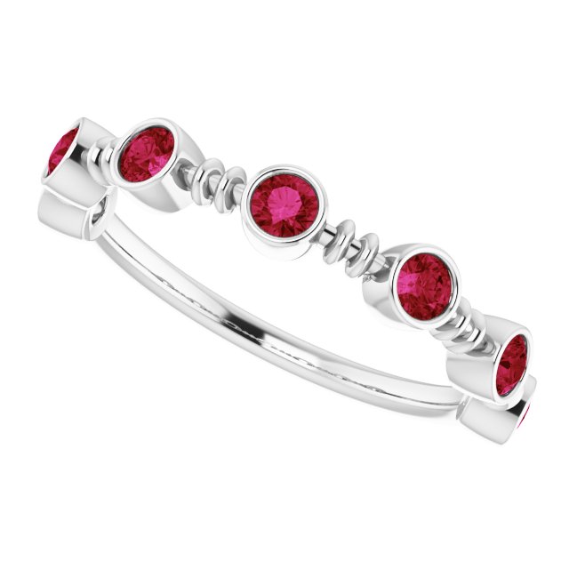 Platinum Round Natural Ruby Bezel-Set Ring II - view 5