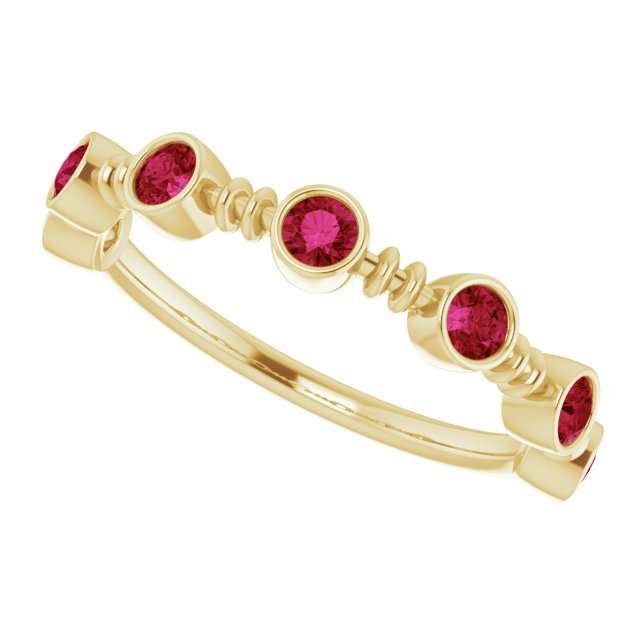 14K Gold Round Lab-Grown Ruby Bezel-Set Ring II - Yellow Gold - view 5