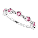 14K Gold Round Natural Pink Tourmaline Bezel-Set Ring II - White Gold - view 5