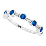 14K Gold Round Lab-Grown Blue Sapphire Bezel-Set Ring – 2.5mm Stones - White Gold - view 5