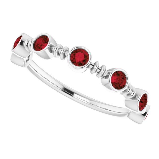 Platinum Round Natural Mozambique Garnet Bezel-Set Ring II - view 5
