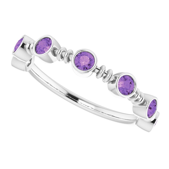 Platinum Round Natural Amethyst Bezel-Set Ring II - view 5