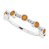 14K Gold Round Natural Citrine Bezel-Set Ring II - White Gold - view 5