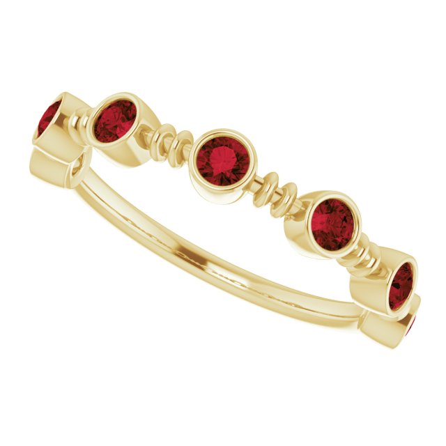 14K Gold Round Natural Mozambique Garnet Bezel-Set Ring II - Yellow Gold - view 5