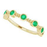 14K Gold Round Natural Emerald Bezel-Set Ring II - Yellow Gold - view 5