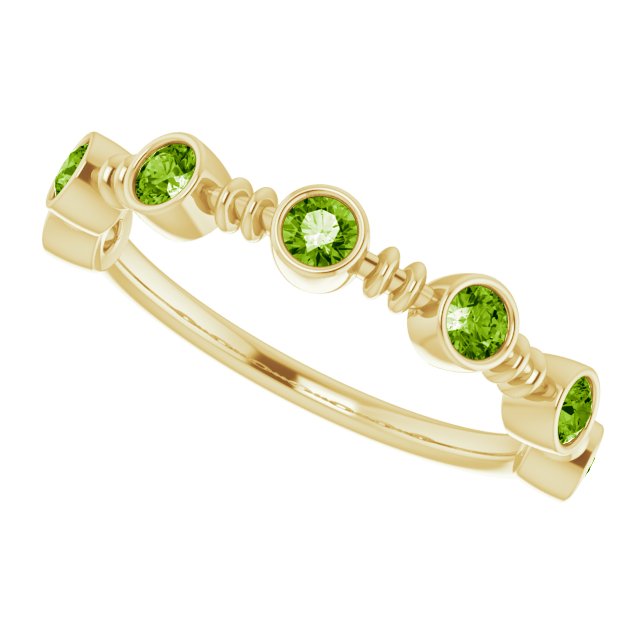 14K Gold Round Natural Peridot Bezel-Set Ring II - Yellow Gold - view 5