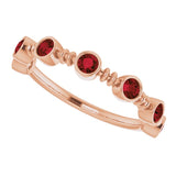 14K Gold Round Natural Mozambique Garnet Bezel-Set Ring II - Rose Gold - view 5