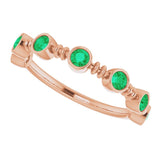 14K Gold Round Lab-Grown Emerald Bezel-Set Ring II - Rose Gold - view 5