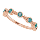 14K Gold Round Lab-Grown Alexandrite Bezel-Set Ring – 2.5mm Stones - Rose Gold - view 5