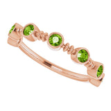 14K Gold Round Natural Peridot Bezel-Set Ring II - Rose Gold - view 5